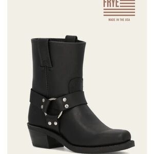 New Frye  Harness leather short biker motorcycle Black Leather Boots 8R